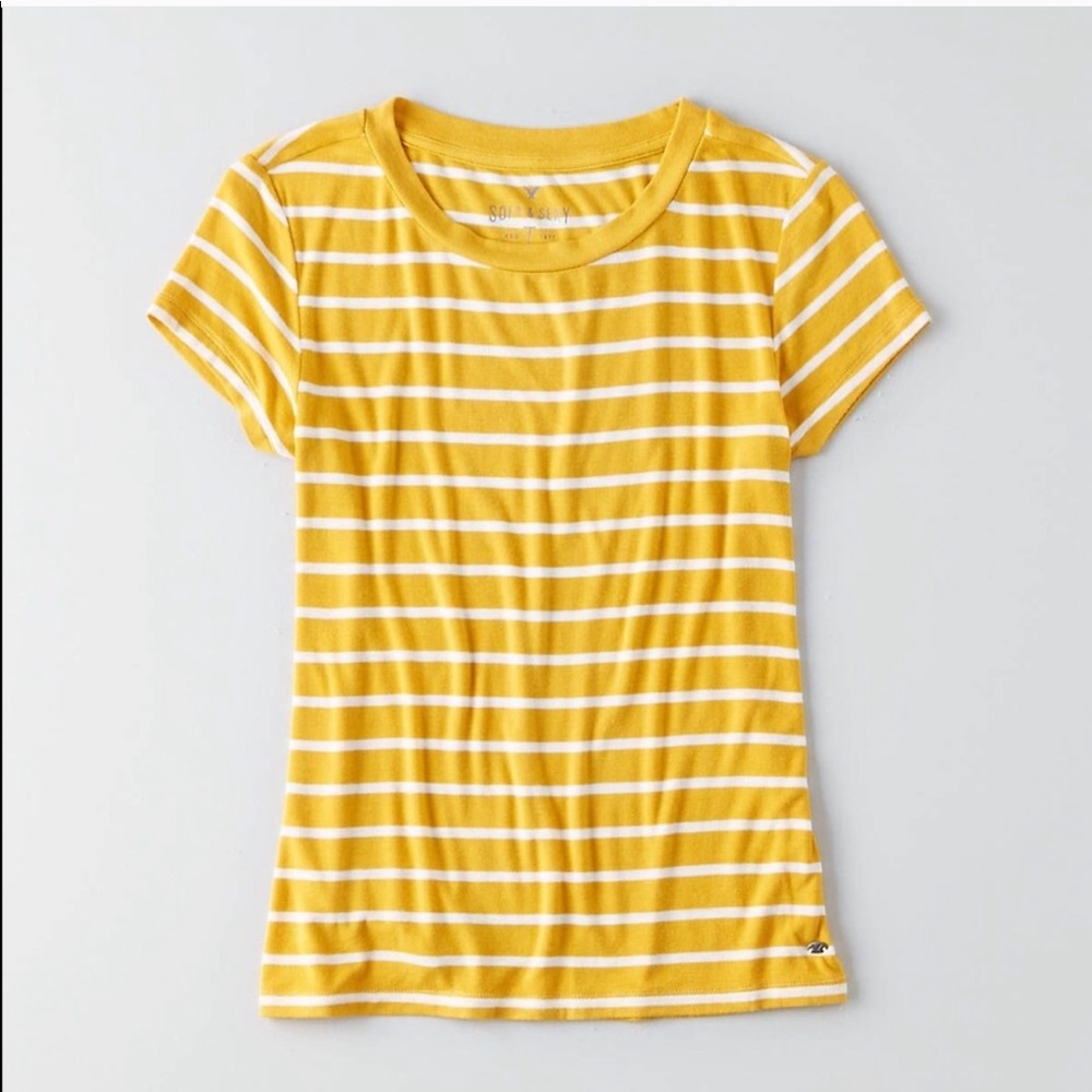 AEO Soft & Sexy Yellow Striped Tee